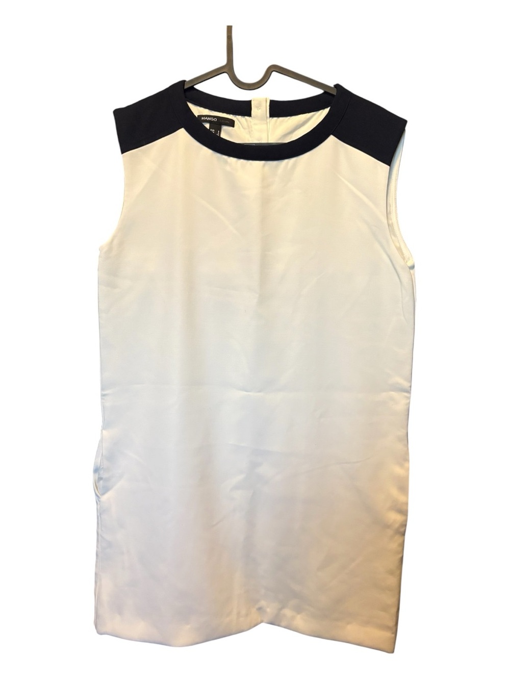 Mango Navy and White Contrast Yoke Dress